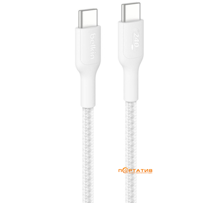Кабель Belkin USB-С - USB-С 240W PD Braided Cable 1m White (CAB025HQ1MWH)