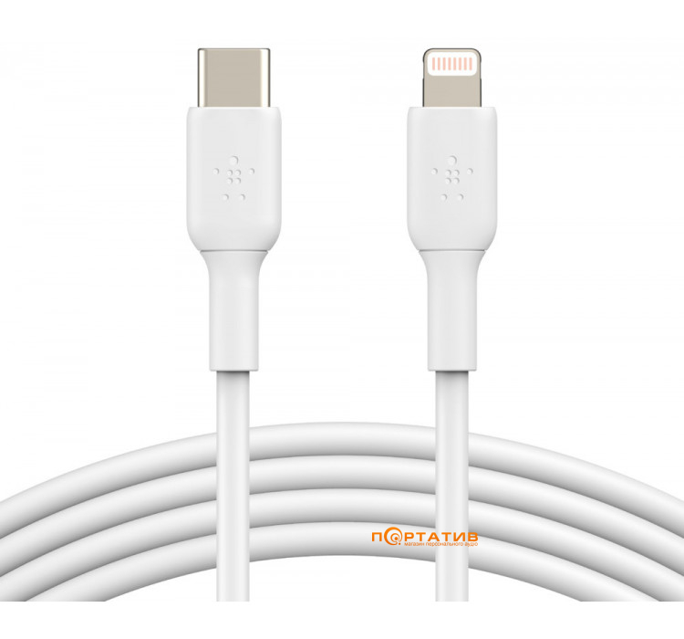 Belkin USB-C - Lightning PVC Cable 1 m White (CAA003BT1MWH)