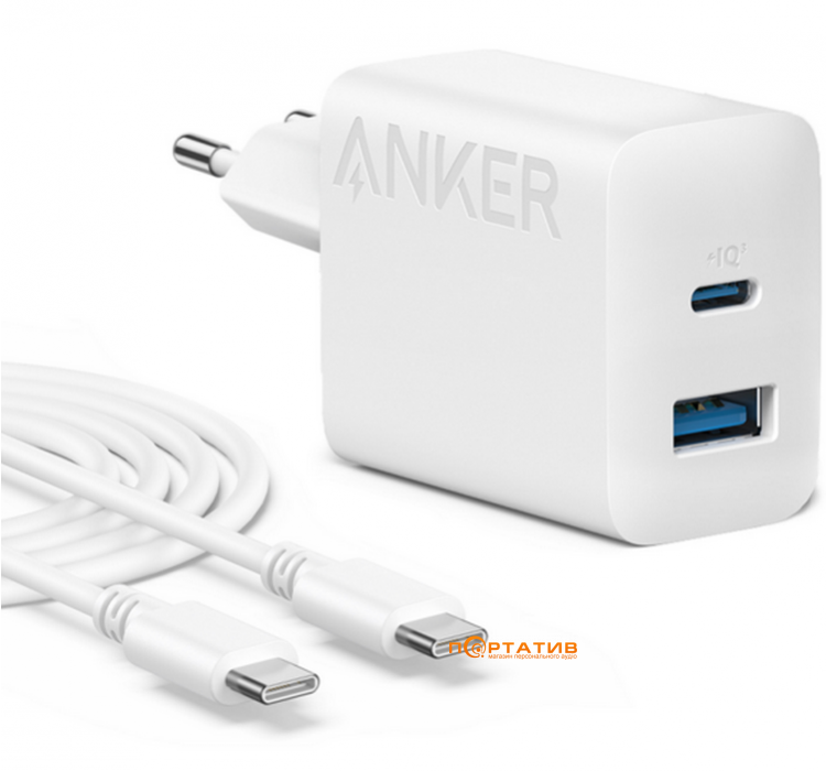 Anker PowerPort 312 - 20W USB-C + Cable White (B2348G21)