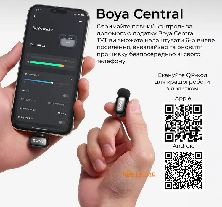 Микрофон BOYA mini 2-01 Type-C/Lightning Black