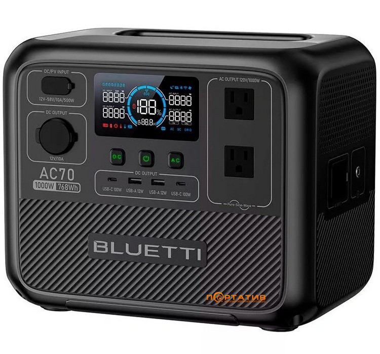 Зарядна станція Bluetti AC70 768Wh 1000W