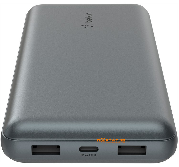 Внешний аккумулятор Belkin Power Bank 10000 15W Dual USB-A USB-C Grey (BPB011BTGY)