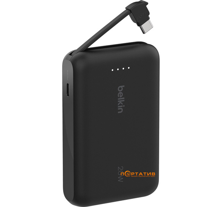 Внешний аккумулятор Belkin Power Bank 10000 20W PD Integrated USB-C Black (BPB021HQBK)