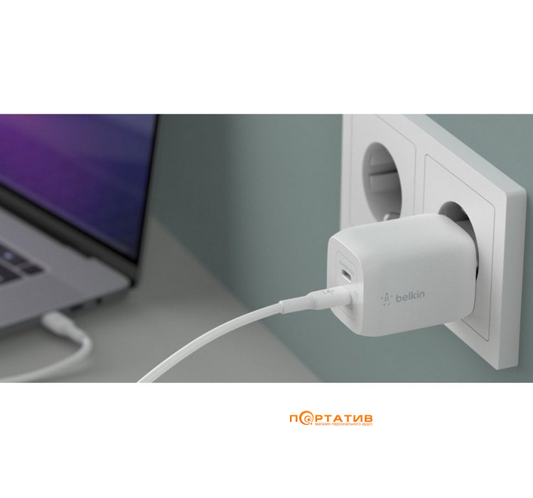 Зарядний пристрій Belkin BoostCharge Pro 65W PD PPS GAN White (WCH013VFWH)