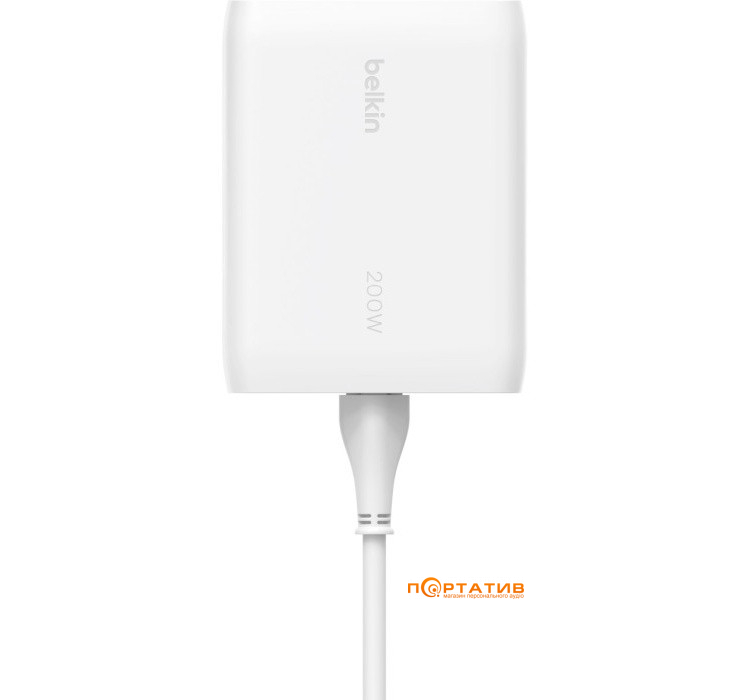 Зарядний пристрій Belkin Boost Up Charge Pro GaN 4-Ports Charger 200W White (WCH015VFWH)