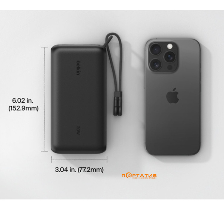 Внешний аккумулятор Belkin 20000mAh 20W PD w/Display USB-C Black (BPB028HQBK)
