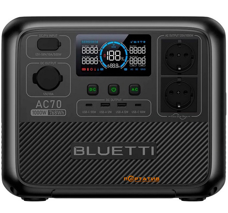 Зарядна станція Bluetti AC70 768Wh 1000W