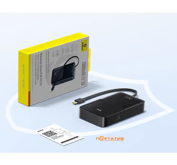Внешний аккумулятор Baseus EnerFill Bipow2 Pro 22.5W PD 20000mAh w/cable Black (E0027701)