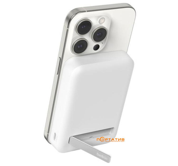 Внешний аккумулятор Belkin Power Bank 8000mAh 15W MagSafe Qi2, USB-C 20W PD White (BPD007BTWH)