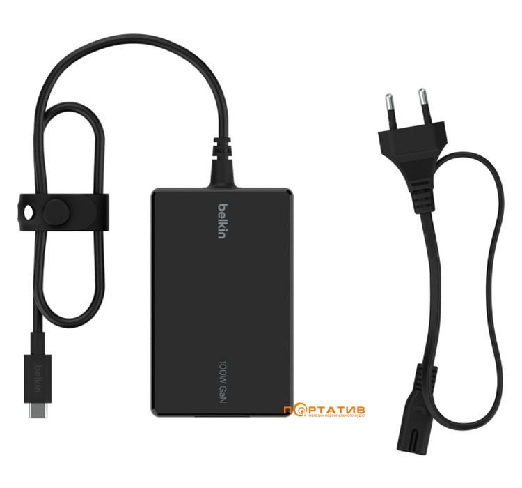 Зарядное устройство Belkin 100W USB-С GAN PD PPS + USB-C Cable 2m (INC016VFBK)