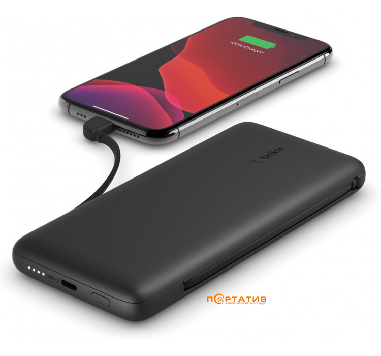 Зовнішній акумулятор Belkin Power Bank 10000mAh 23W integrated cables Black (BPB006BTBLK)