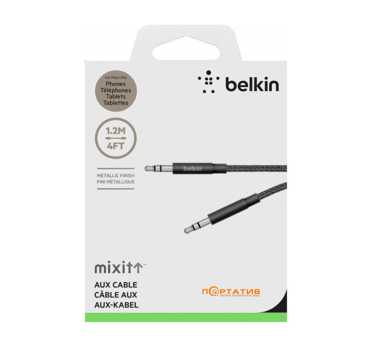 Belkin jack 3.5mm - jack 3.5mm Premium 1.2 m Black (AV10164BT04-BLK)