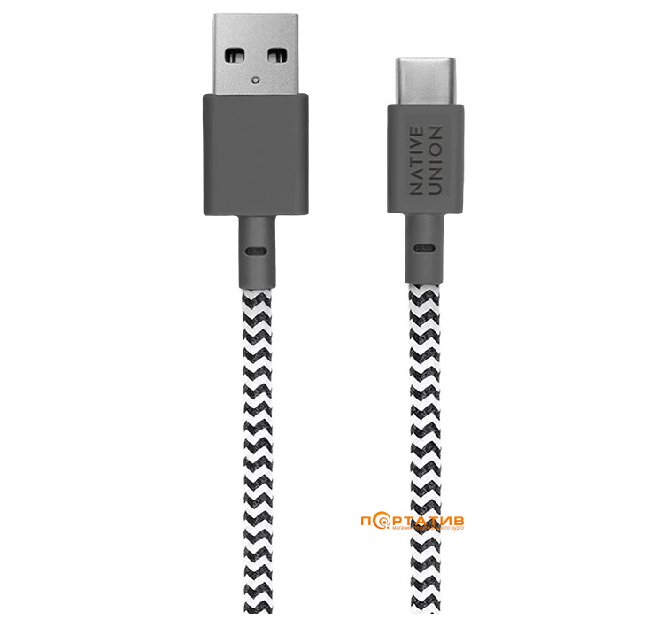 Native Union Belt Cable USB-A to USB-C Zebra (1.2 m) (BELT-AC-ZEB-NP)