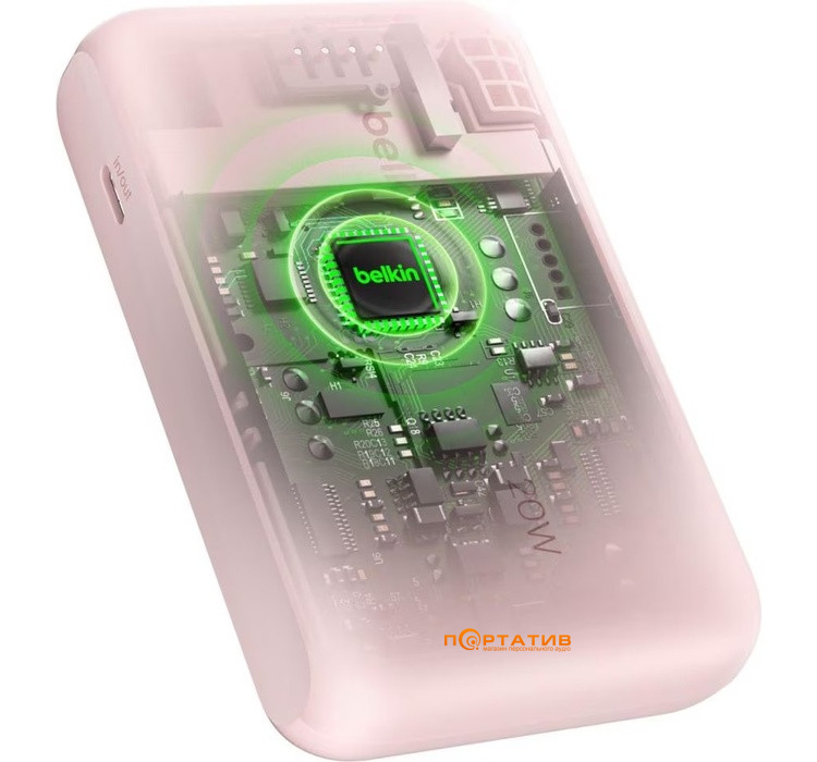 Зовнішній акумулятор Belkin Power Bank 10000 20W PD Integrated USB-C Pink (BPB021HQPK)