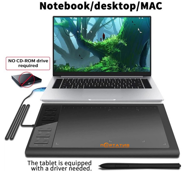 Графический планшет Bosto 1060 PLUS (B1060PLUS)