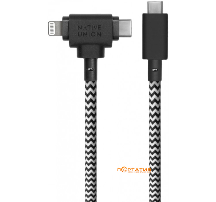 Кабель Native Union Belt Cable Universal USB-C to USB-C/Lightning Zebra (1.5 m) (BELT-CCL-ZEB-NP)