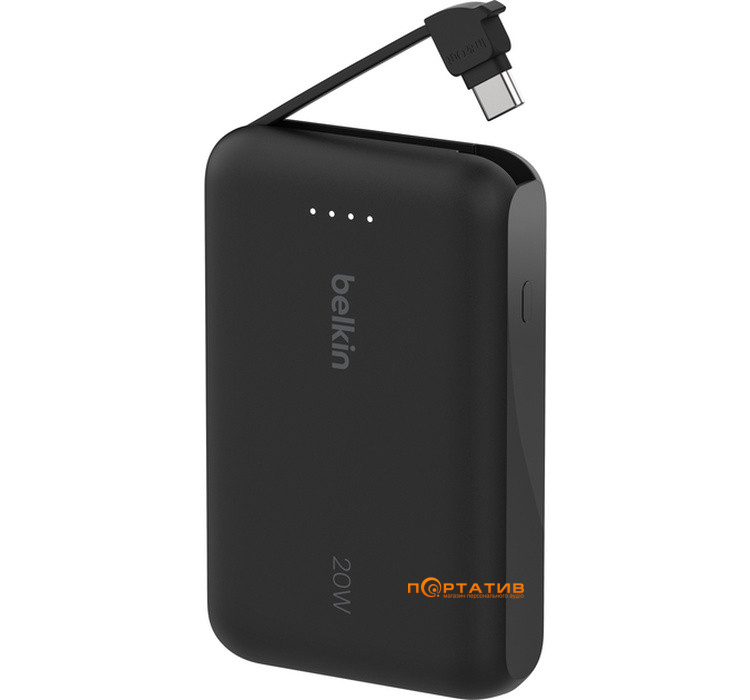 Внешний аккумулятор Belkin Power Bank 10000 20W PD Integrated USB-C Black (BPB021HQBK)