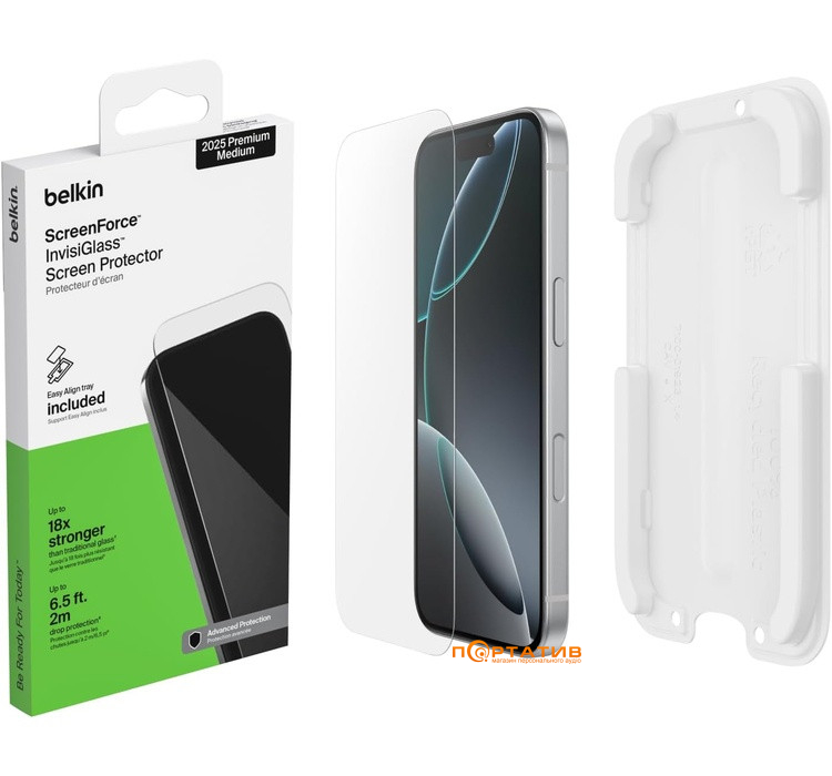 Защитное стекло Belkin iPhone 17 Pro Tempered Glass 1-Pack (OVA238HQ)