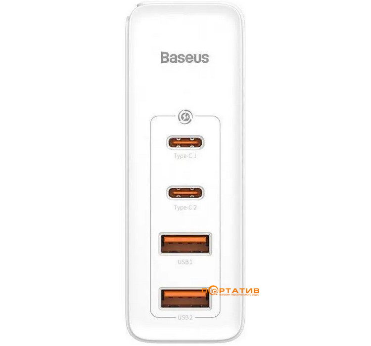 Зарядное устройство Baseus GaN2 Pro 100W (2x Type-C, 2x USB-A) Quick Charger White (CCGAN2P-L02)