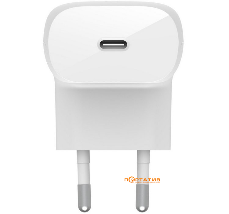 Зарядний пристрій Belkin BoostCharge 30W PD PPS GAN + USB-С - USB-С Cable 1m White (WCA005VF1MWH-B6)