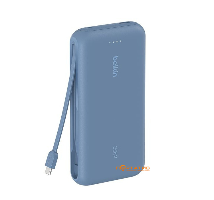 Зовнішній акумулятор Belkin Power Bank 20000 30W PD Integrated USB-C Blue (BPB024HQBL)
