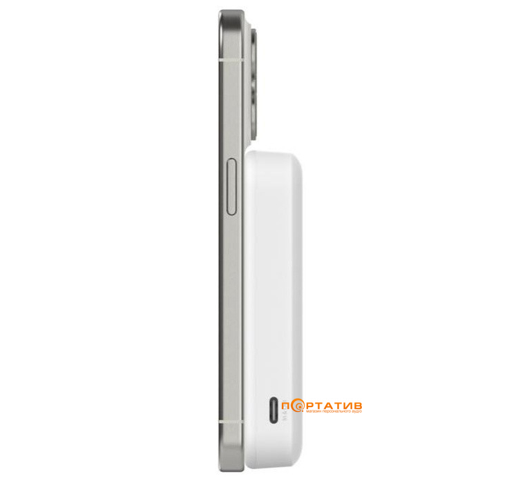 Внешний аккумулятор Belkin Power Bank 8000mAh 15W MagSafe Qi2, USB-C 20W PD White (BPD007BTWH)
