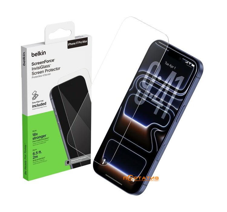 Захисне скло Belkin iPhone 17 Pro Max Tempered Glass 1-Pack (OVA239HQ)