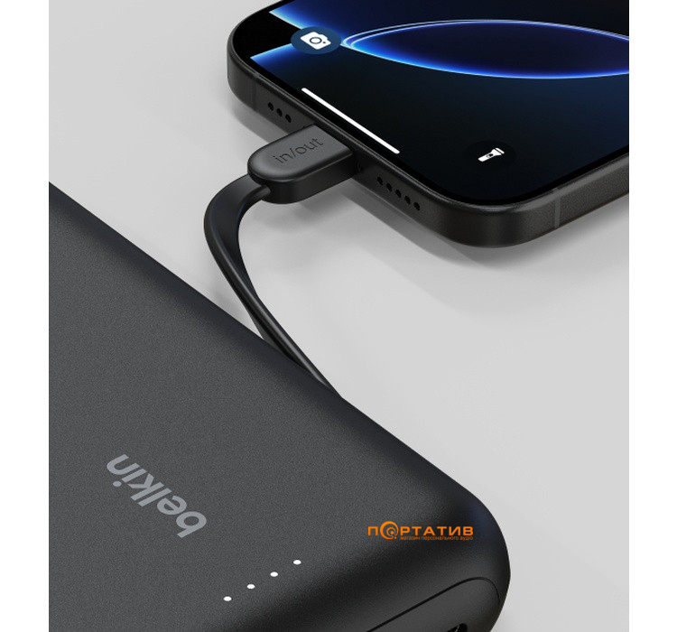 Зовнішній акумулятор Belkin Power Bank 20000 30W PD Integrated USB-C Black (BPB024HQBK)