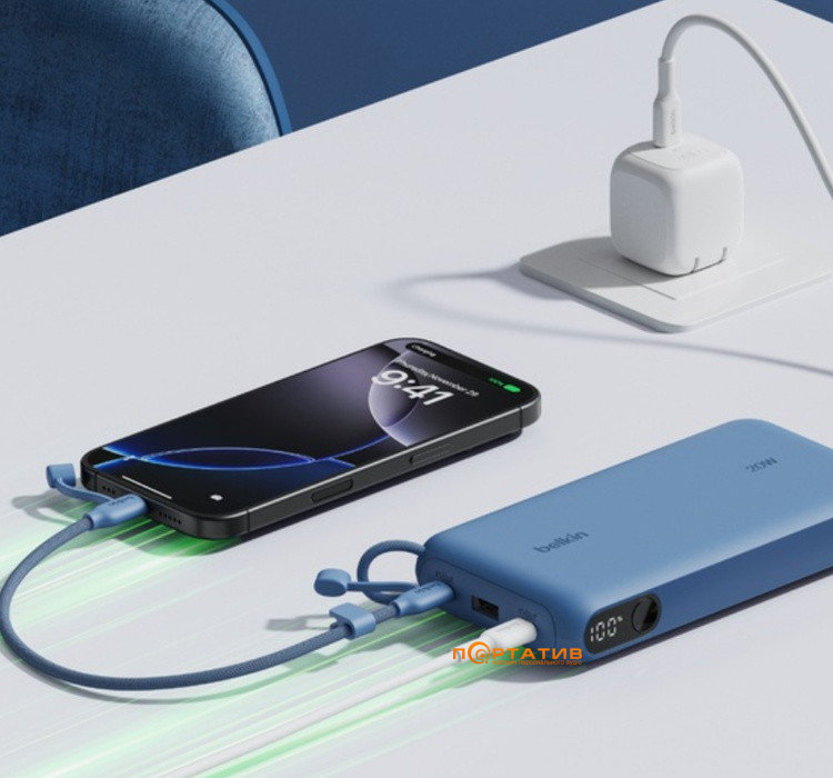 Внешний аккумулятор Belkin 20000mAh 20W PD w/Display USB-C Blue (BPB028HQBL)