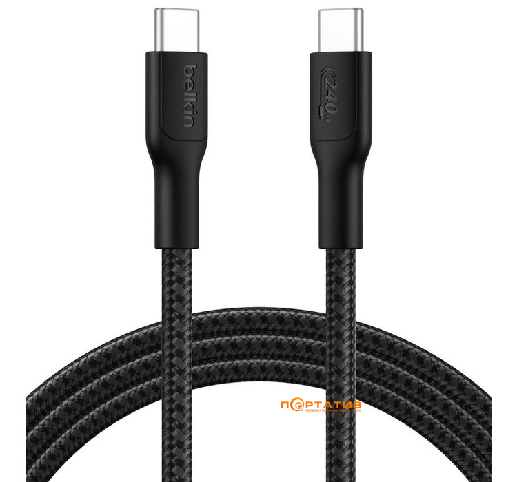 Кабель Belkin USB-С - USB-С 240W PD Braided Cable 2m Black (CAB025HQ2MBK)