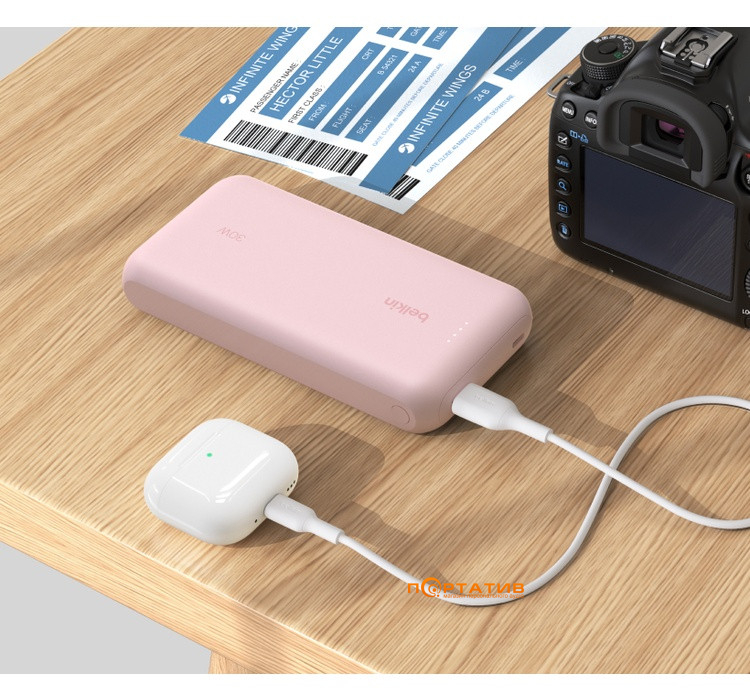 Зовнішній акумулятор Belkin Power Bank 20000 30W PD Integrated USB-C Pink (BPB024HQPK)