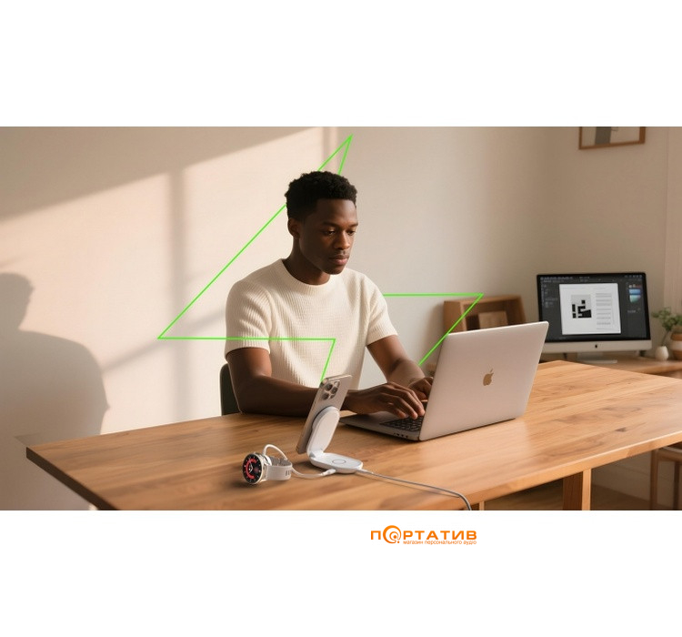 Бездротовий зарядний пристрій Belkin UltraCharge 2-in-1 Foldable Magnetic Charging 25W White (WIZ039KQWH)