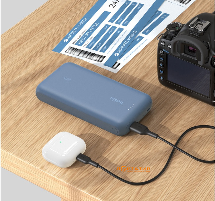 Зовнішній акумулятор Belkin Power Bank 20000 30W PD Integrated USB-C Blue (BPB024HQBL)