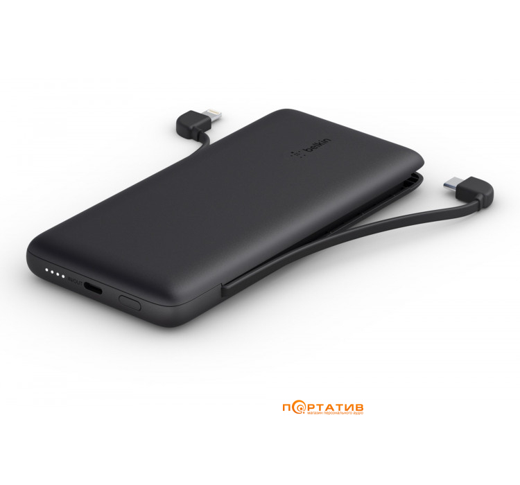Зовнішній акумулятор Belkin Power Bank 10000mAh 23W integrated cables Black (BPB006BTBLK)