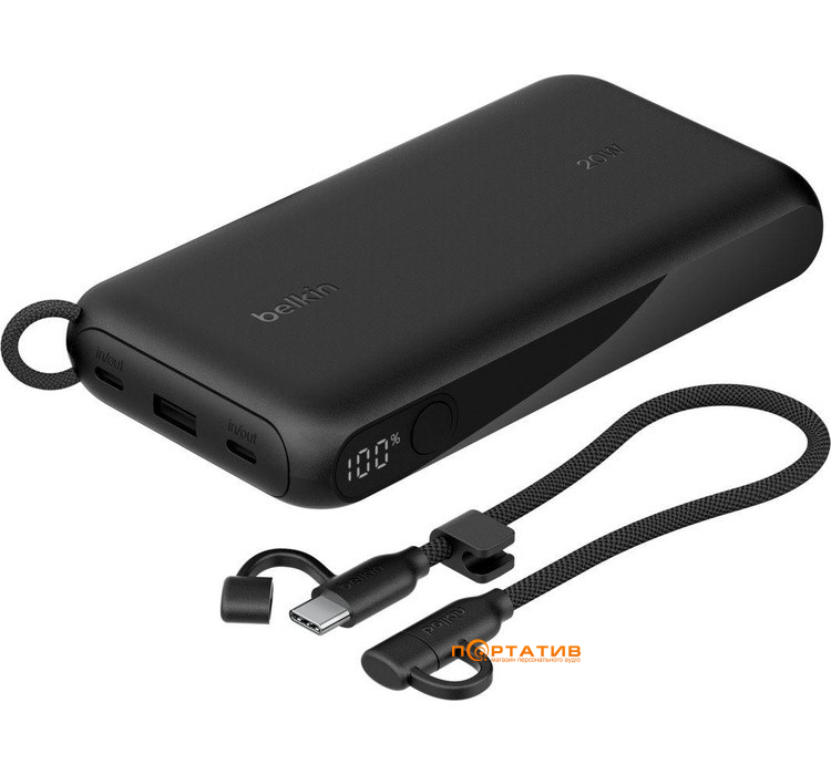 Внешний аккумулятор Belkin 20000mAh 20W PD w/Display USB-C Black (BPB028HQBK)