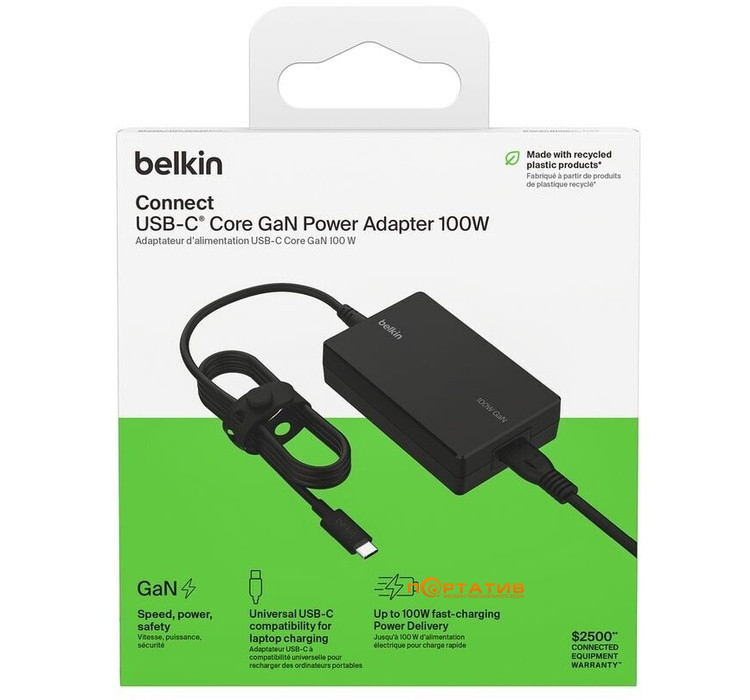 Зарядное устройство Belkin 100W USB-С GAN PD PPS + USB-C Cable 2m (INC016VFBK)