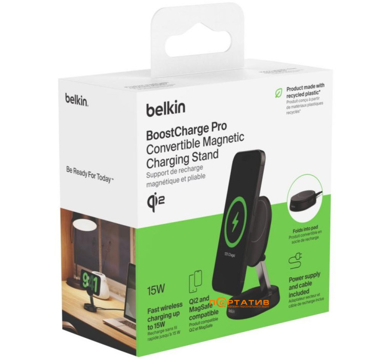 Беспроводное зарядное устройство Belkin Magnetic Stand Qi2 15W Black (WIA008VFBK)