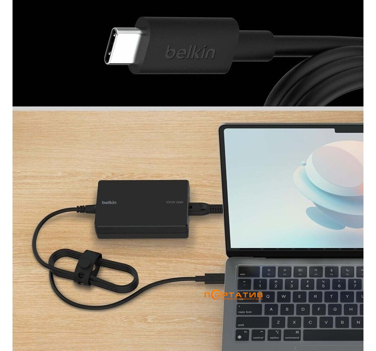 Зарядное устройство Belkin 100W USB-С GAN PD PPS + USB-C Cable 2m (INC016VFBK)