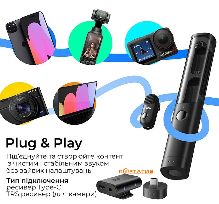 Мікрофон BOYA Magic-03 Type-C/TRS Black