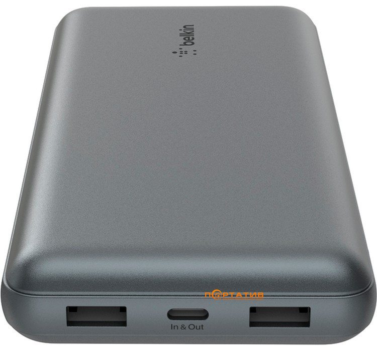 Зовнішній акумулятор Belkin Power Bank 20000 15W Dual USB-A USB-C Grey (BPB012BTGY)