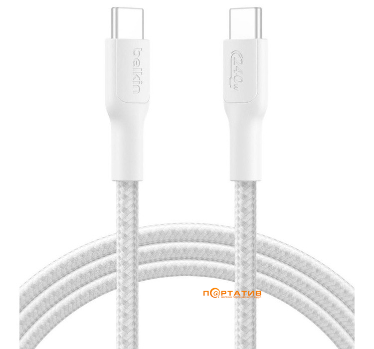 Кабель Belkin USB-С - USB-С 240W PD Braided Cable 2m White (CAB025HQ2MWH)