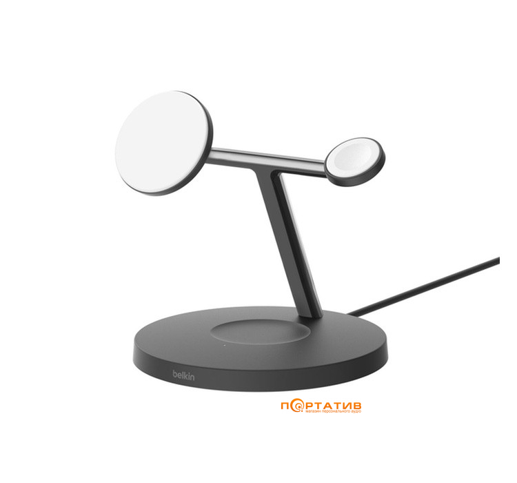 Бездротовий зарядний пристрій Belkin BoostCharge Pro 3-in-1 Wireless Qi2 15W Black (WIZ032KQBK)