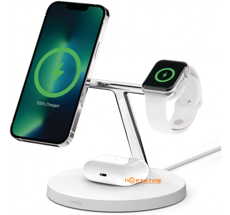 Belkin 3in1 MagSafe Wireless Charger White (WIZ017VFWH)
