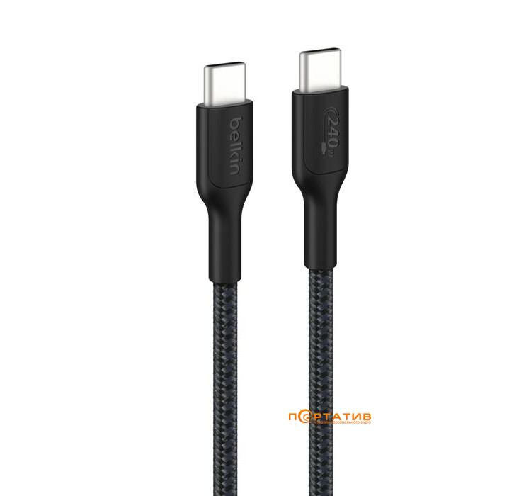 Кабель Belkin USB-С - USB-С 240W PD Braided Cable 1m Black (CAB025HQ1MBK)