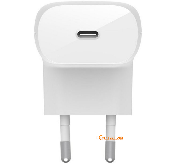 Зарядний пристрій Belkin BoostCharge 30W PD PPS GAN White (WCA005VFWH)