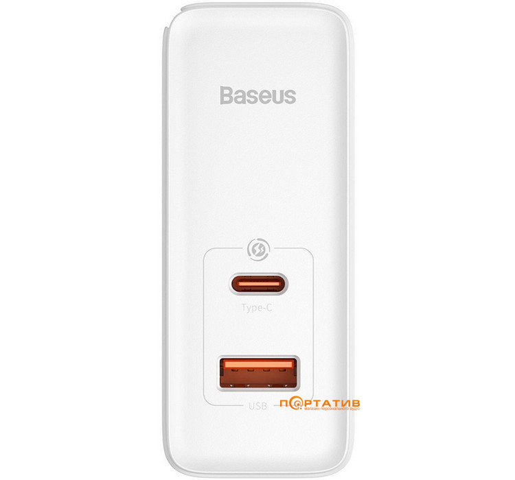 Зарядное устройство Baseus GaN5 Pro 100W (Type-C, USB-A) + Type-C Cable White (CCGP090202)