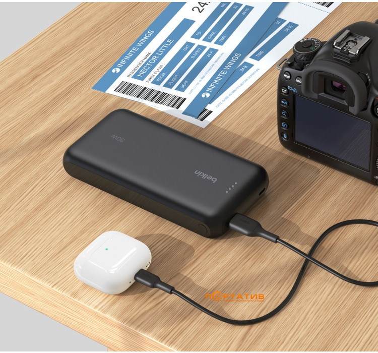 Зовнішній акумулятор Belkin Power Bank 20000 30W PD Integrated USB-C Black (BPB024HQBK)