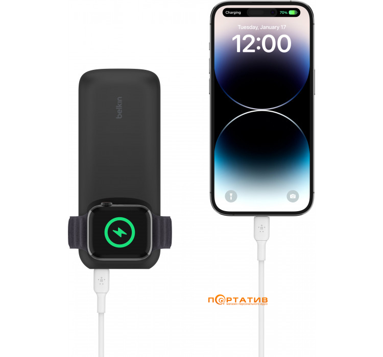 Belkin BoostCharge Pro 10000mAh 20W with Fast Wireless Charger for Apple Watch Black (BPD005BTBK)