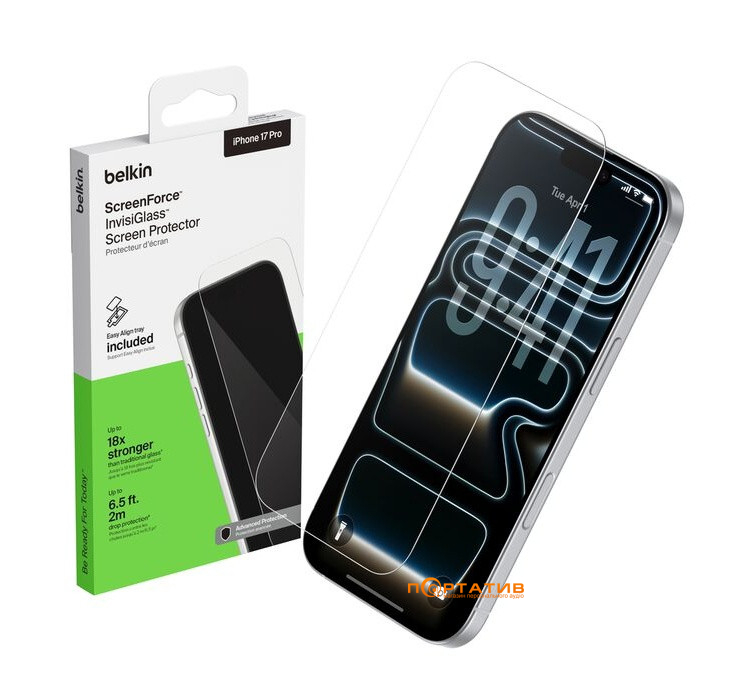 Защитное стекло Belkin iPhone 17 Pro Tempered Glass 1-Pack (OVA238HQ)