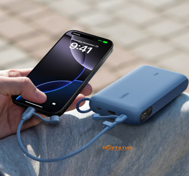 Внешний аккумулятор Belkin 20000mAh 20W PD w/Display USB-C Blue (BPB028HQBL)